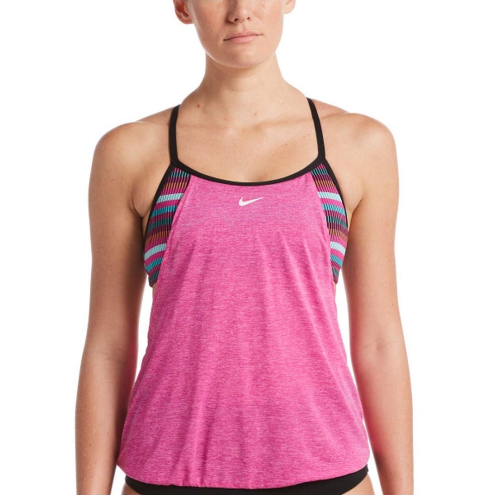 NIKE Pink Striped Layered Tankini XL